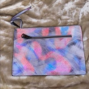 AIMEE KESTENBERG GREY SUEDE AND METALLIC CLUTCH